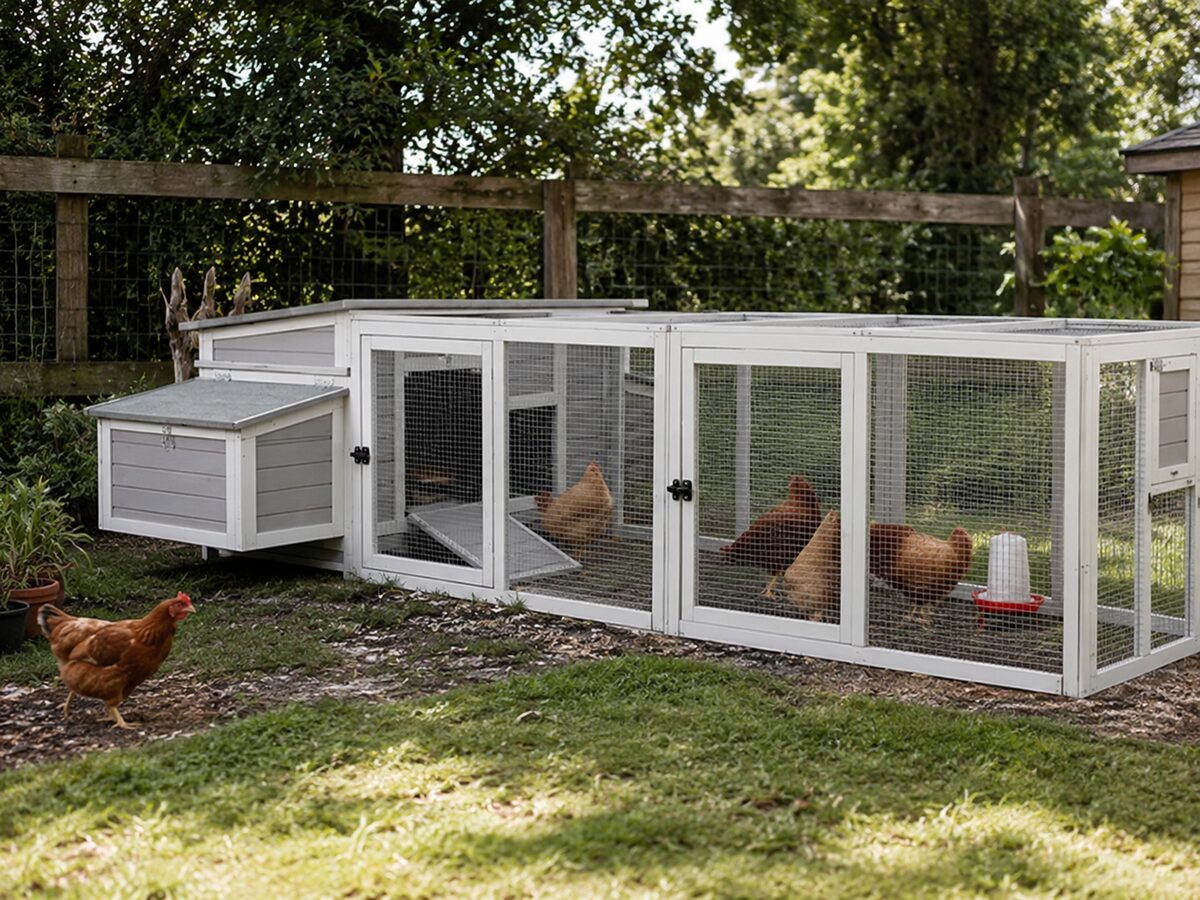 Aivituvin Mobile Chicken Coop for 2-4 chickens in a backyard setting